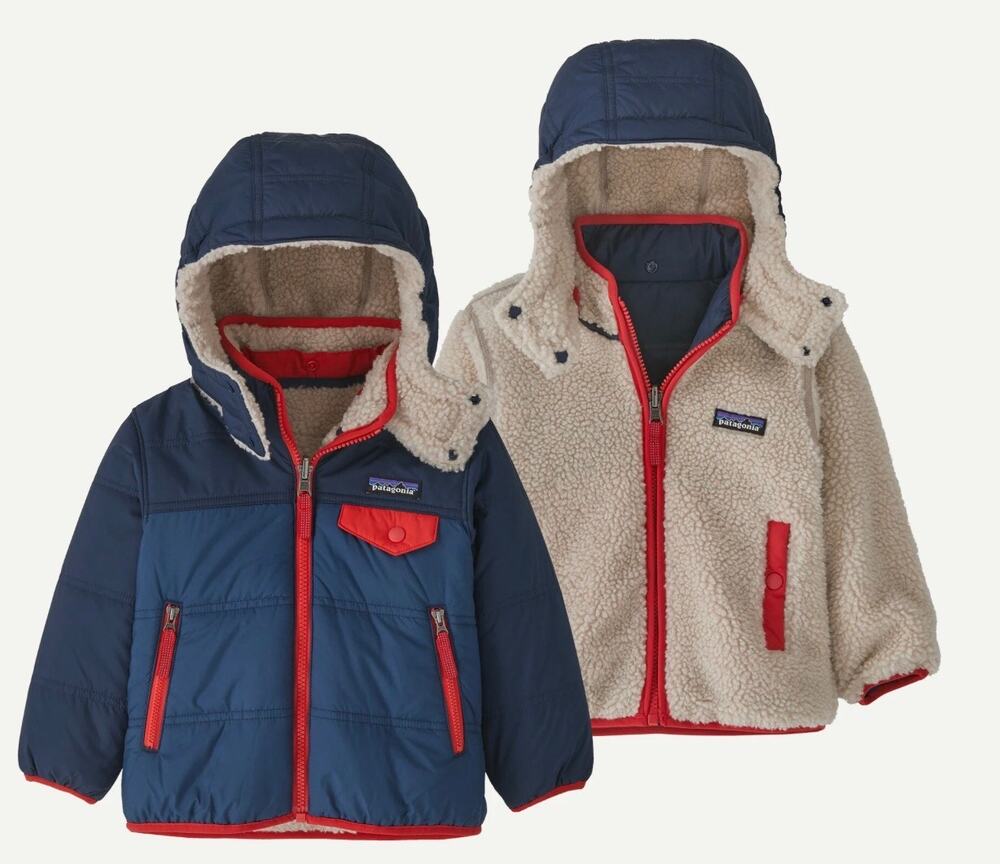 Patagonia Baby Toddler Reversible Tribbles Jacket Stone Blue 12-24M 2T